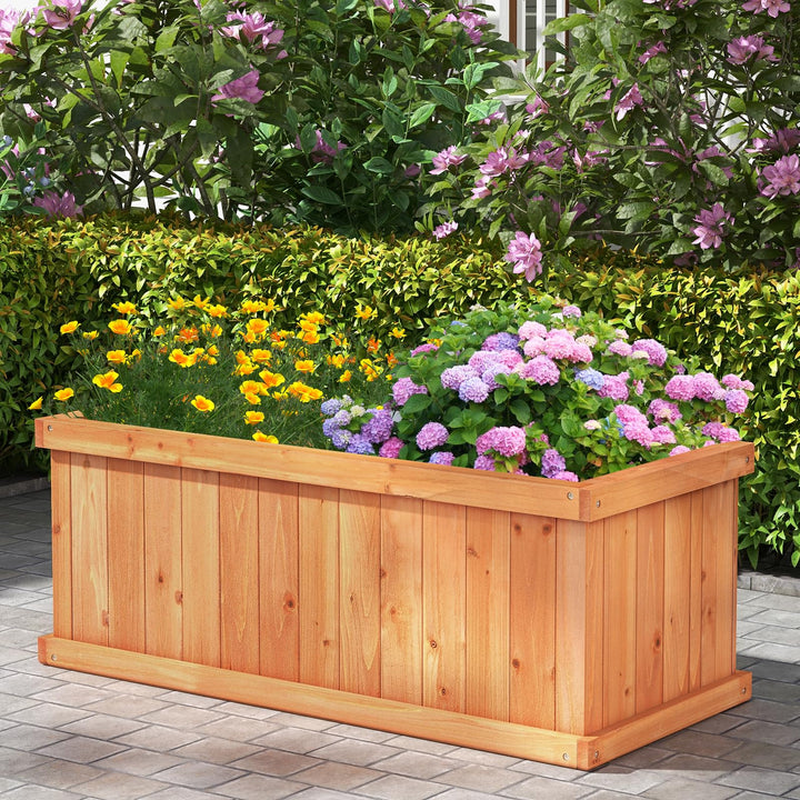 Giantex Raised Garden Bed, 31”x14”x12” Wooden Planter Box with 4 Drainage Holes