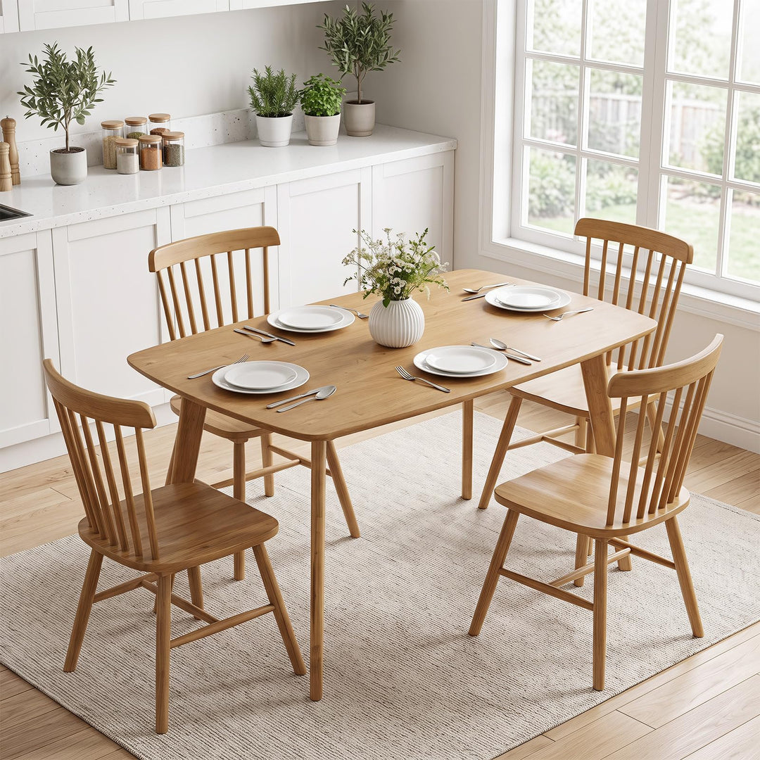 GIANTEX 47" Modern Farmhouse Solid Wood Rectangular Dining Table for 4