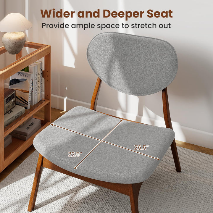 Giantex Lamb Velvet Fabric Upholstered Living Room Chairs with Side Table