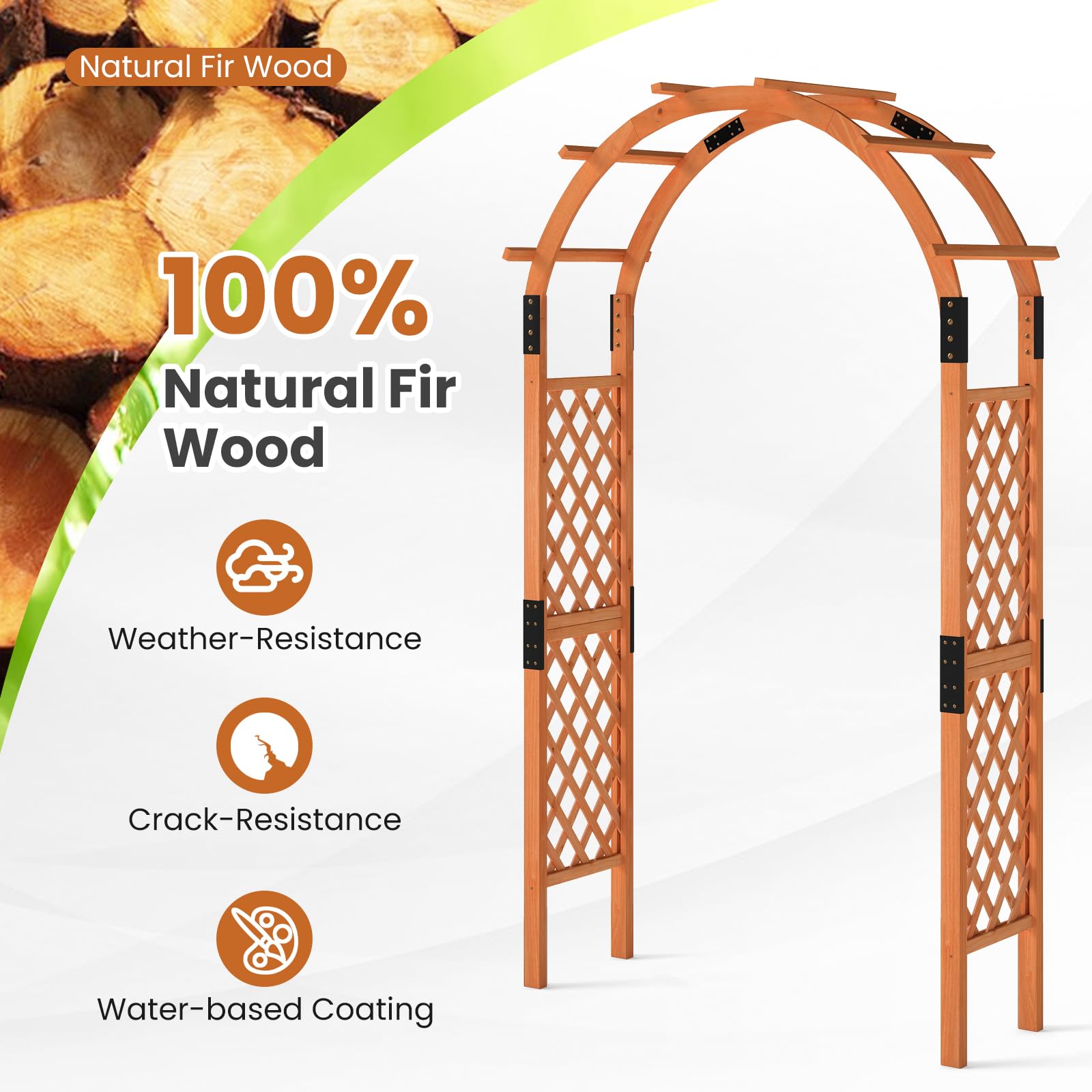 Giantex 7.7FT Wooden Garden Arbor Trellis