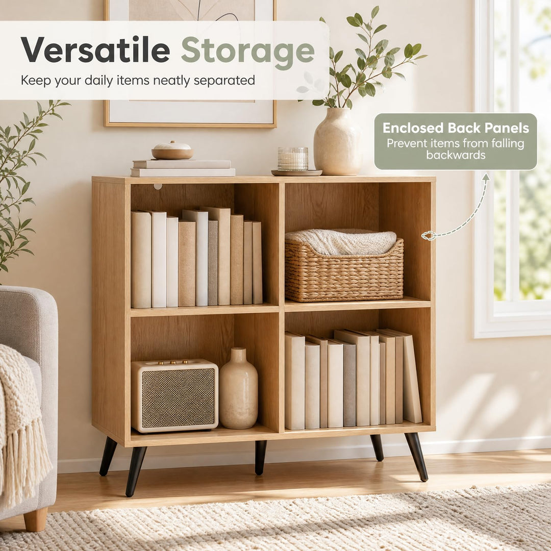 GIANTEX 4-Cube Bookshelf with Metal Legs for Living Room &amp; Home Office