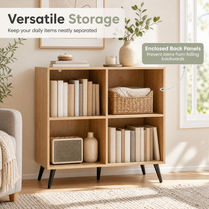 GIANTEX 4-Cube Bookshelf with Metal Legs for Living Room &amp; Home Office