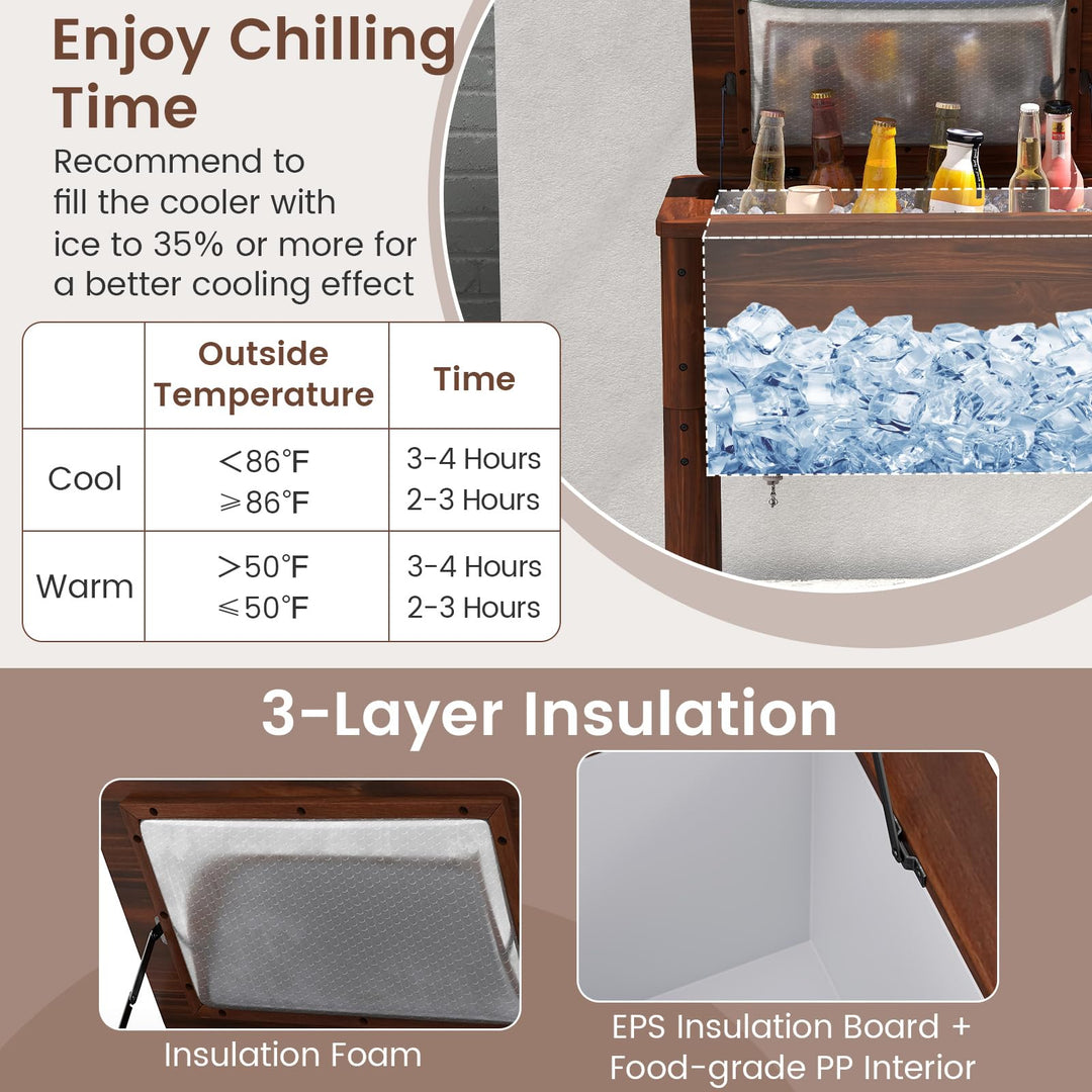 Giantex Wooden Patio Cooler for Poolside