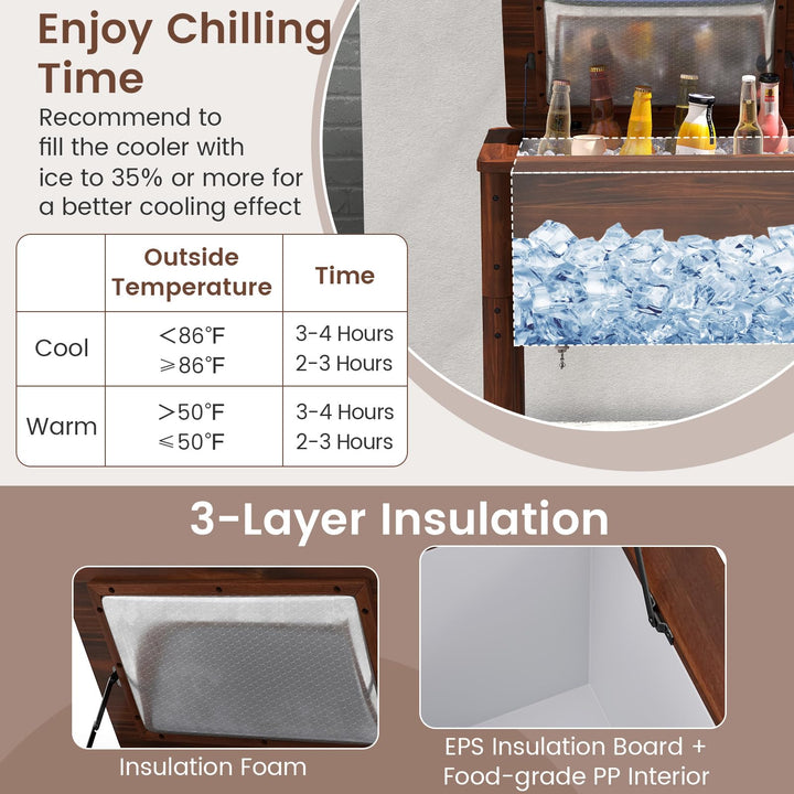 Giantex Wooden Patio Cooler for Poolside