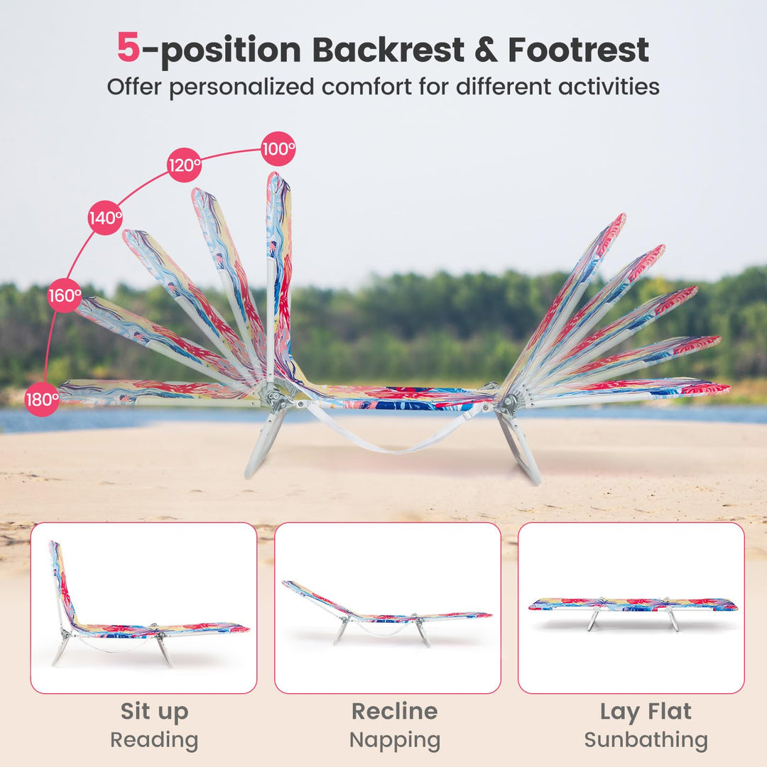 Giantex Patio Lounge Chair with 5-Position Carry Strap & Metal Frame