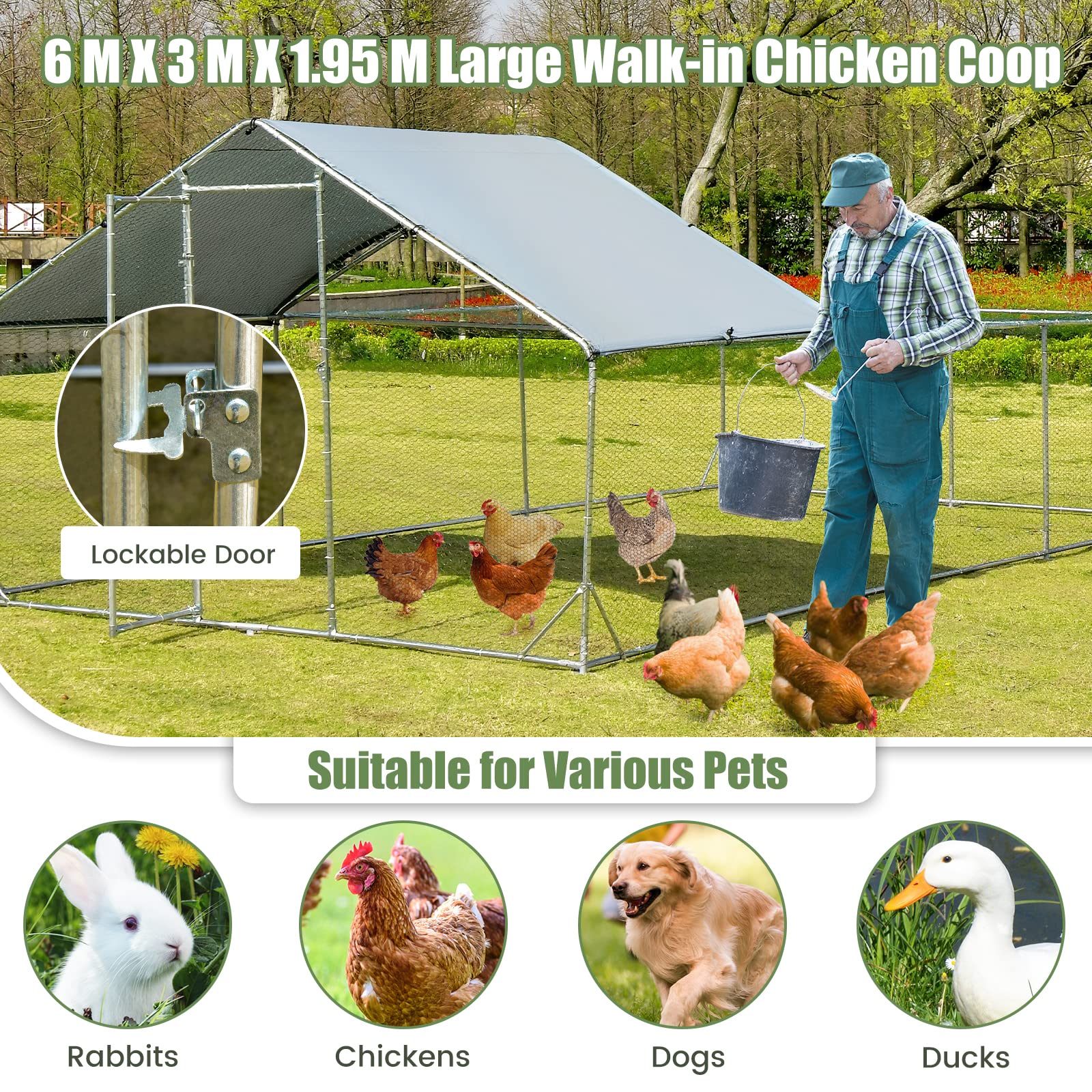 Giantex 20ft Large Metal Chicken Coop