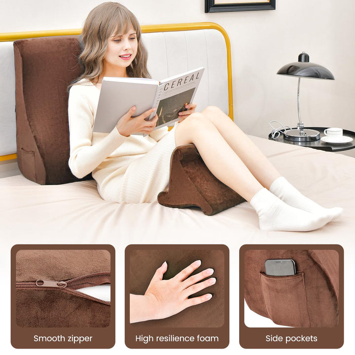 Giantex Bed Wedge Pillow for Sleeping, 7.5 Inch Triangle Pillow Wedge for Neck Back Leg Support
