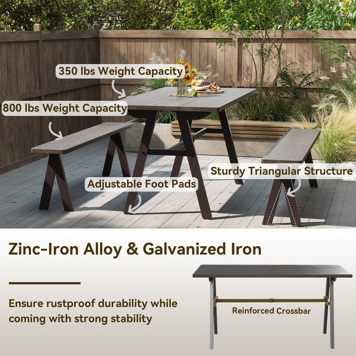 Giantex 3 Pieces Outdoor Picnic Table Set for 6 People