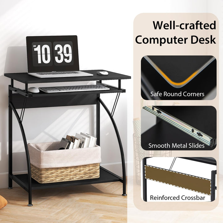 Giantex Computer Desk for Small Spaces, 27.5" Laptop Table with Pull-Out Keyboard Tray & Bottom Storage Shelf