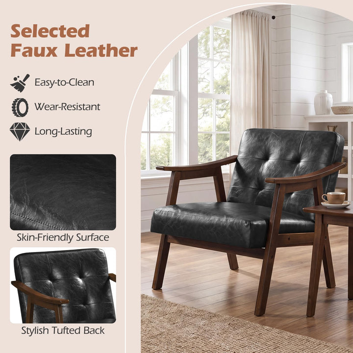 GIANTEX Faux Leather Accent Chair with Inclined Backrest (1/2)
