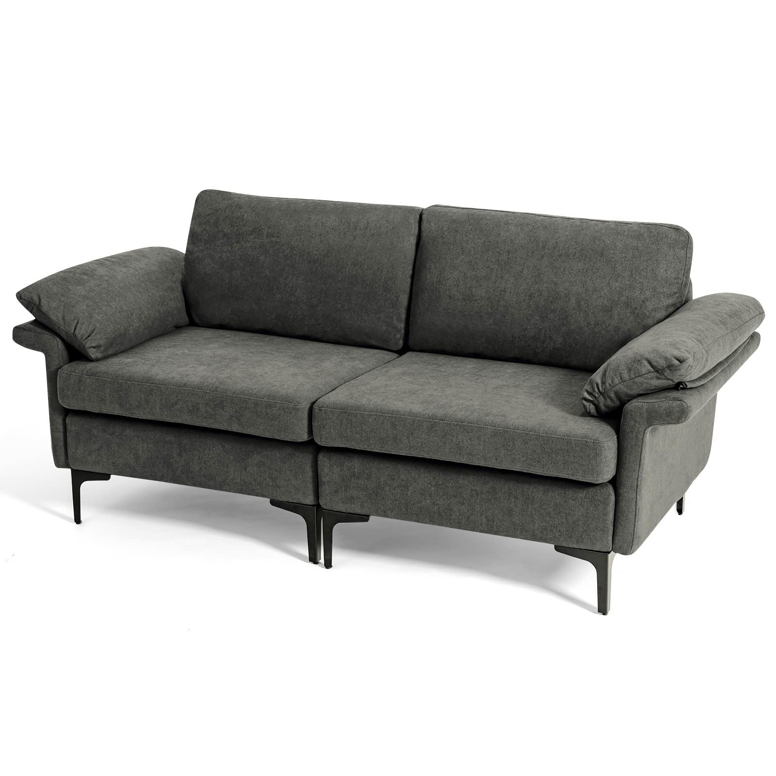 Giantex 72.5" L Loveseat, 2-Seat Sofa Couch with Removable Armrest Pillows