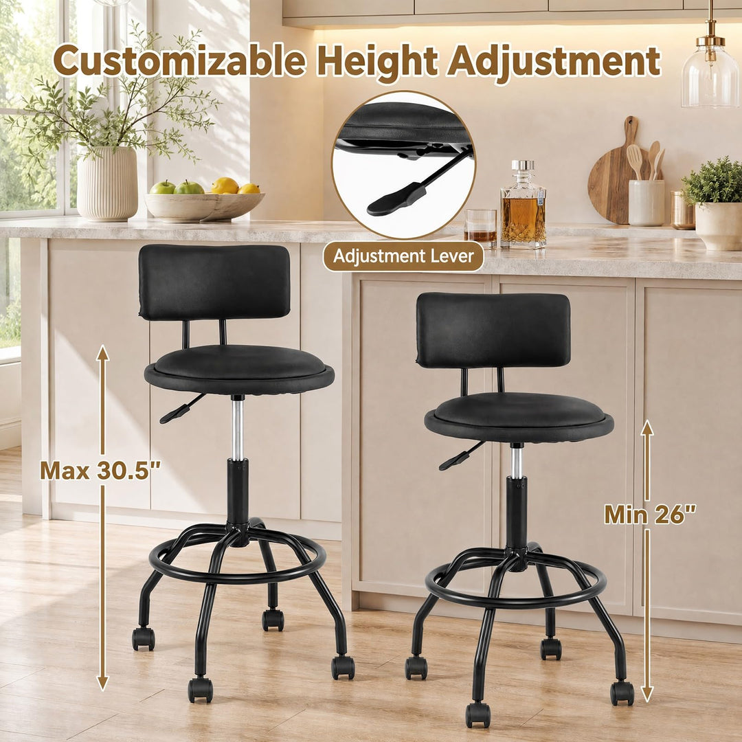 GIANTEX Swivel Height Adjustable Bar Stools with Wheels
