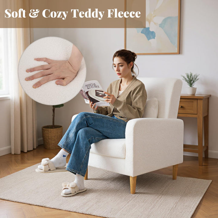 Giantex Modern Accent Chair with Lumbar Pillow Teddy Fleece Cover
