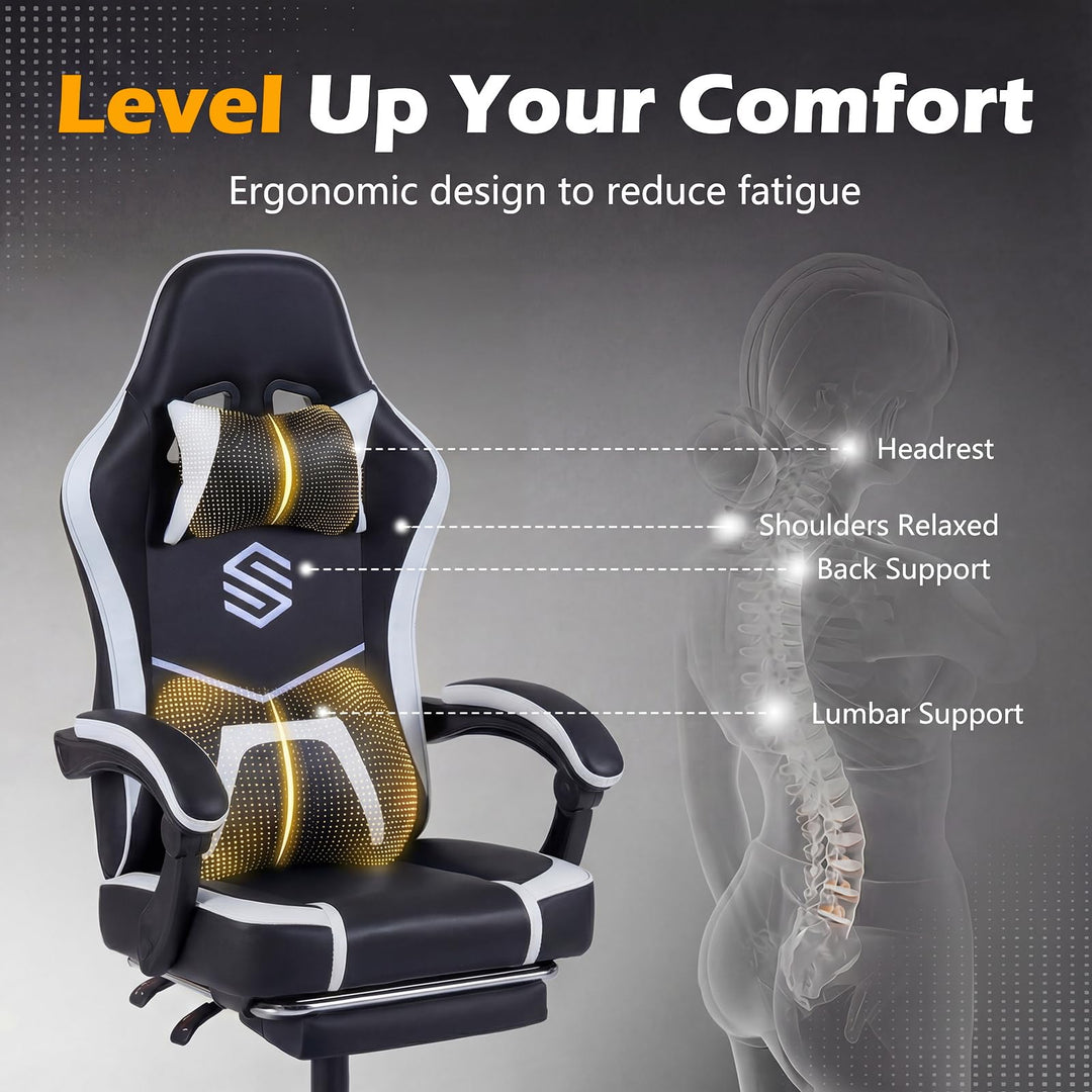Giantex Gaming Chair | Height Adjustable Computer Desk Chair with Headrest