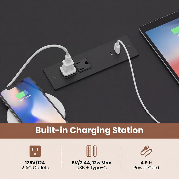 Giantex 6FT Large Rectangle Conference Table with Power Outlets (1/2)