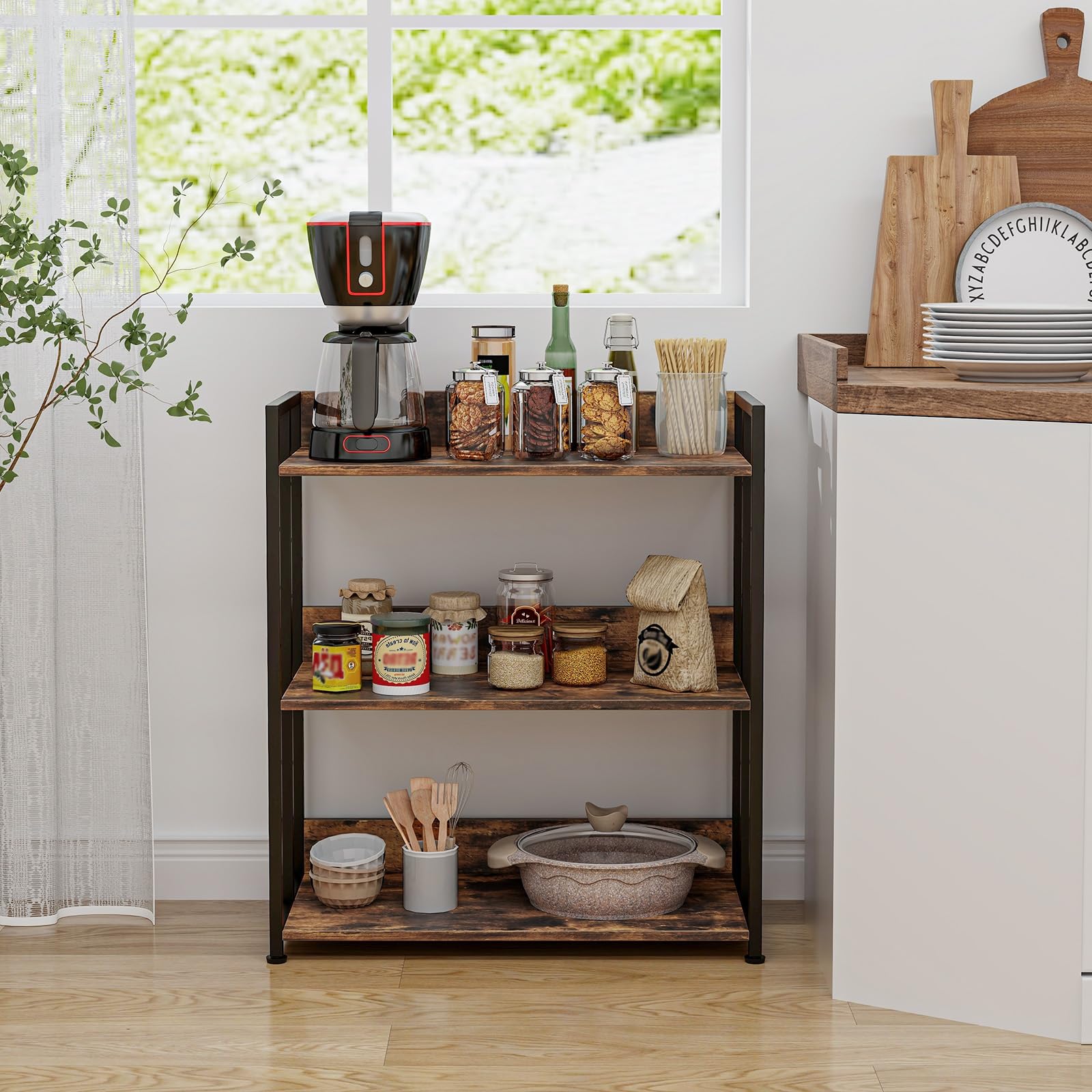 Giantex 3-Tier Bookshelf, Industrial 32" Tall Small Book Shelf with Adjustable Shelves