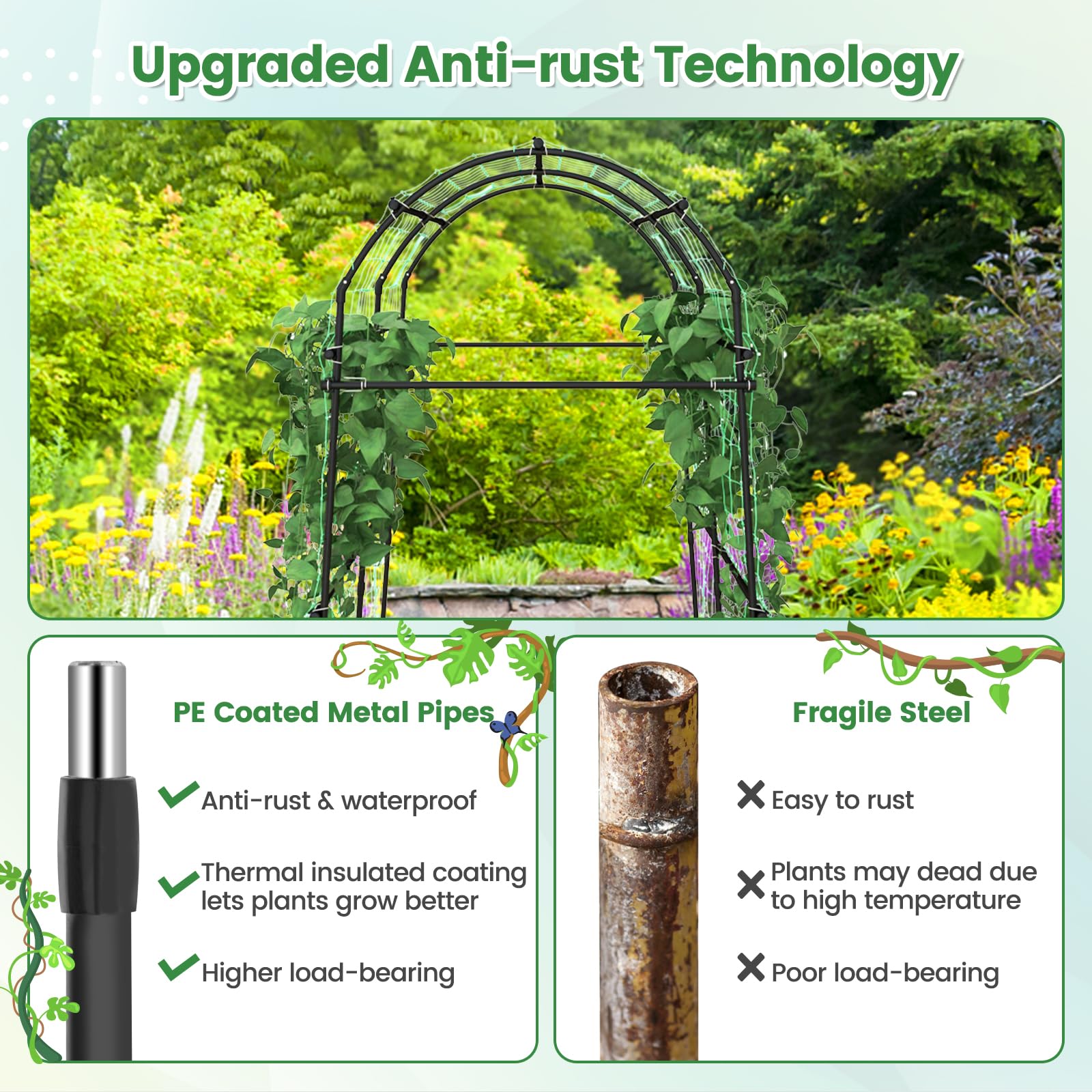 Garden Arch Trellis for Climbing Plants - Giantex