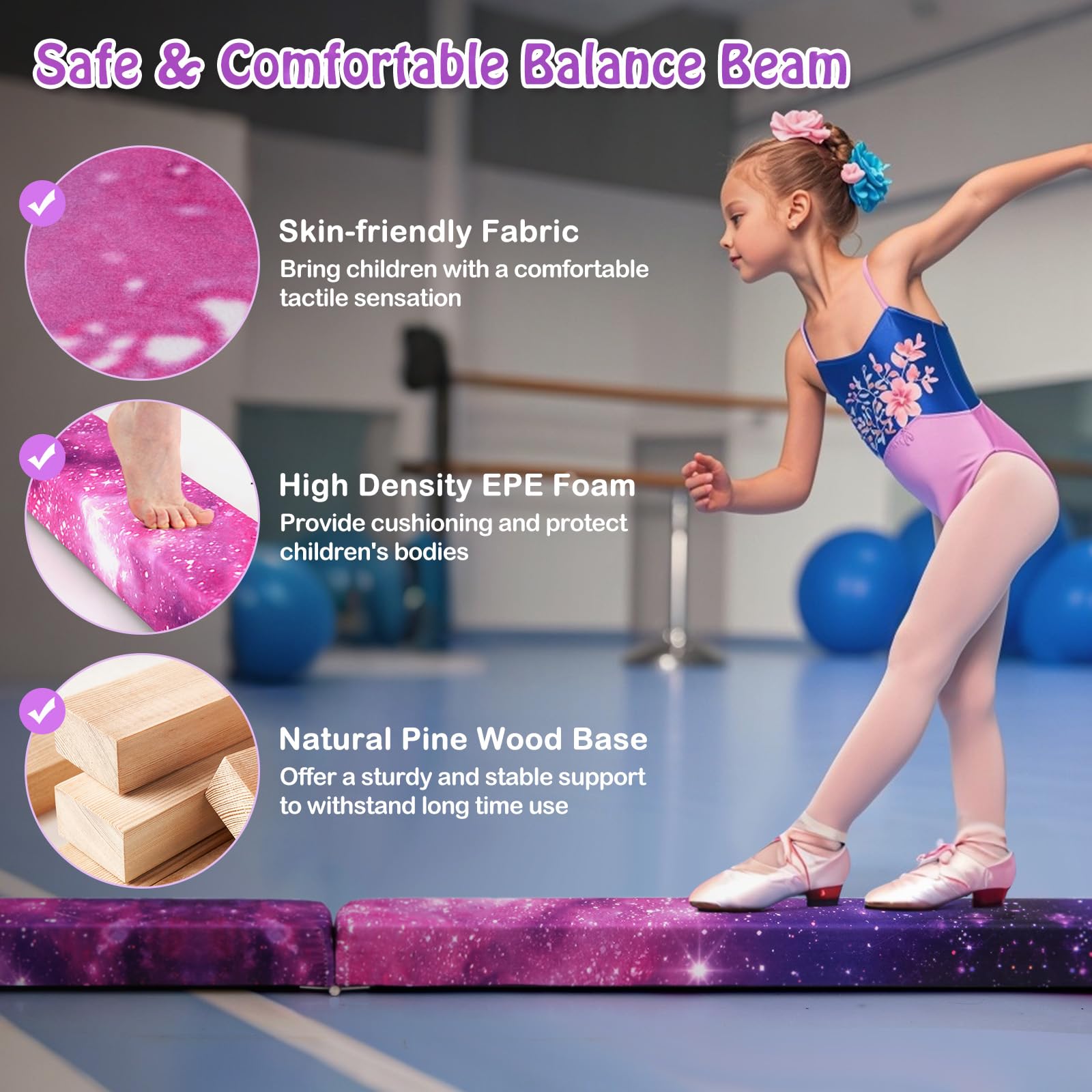 Giantex 8FT Balance Beam, Folding Gymnastics Beam w/Carry Handles