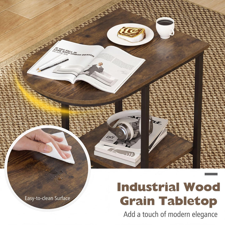 Giantex C Shaped End Table with Industrial Wood Tabletop (1/2)