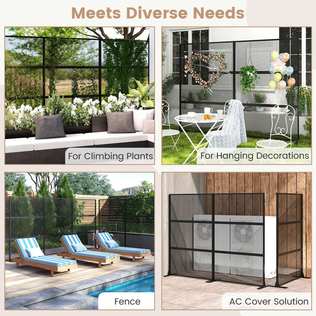 Giantex Metal Privacy Screen 72 x 48 Inch Freestanding Fence Panel Indoor Outdoor