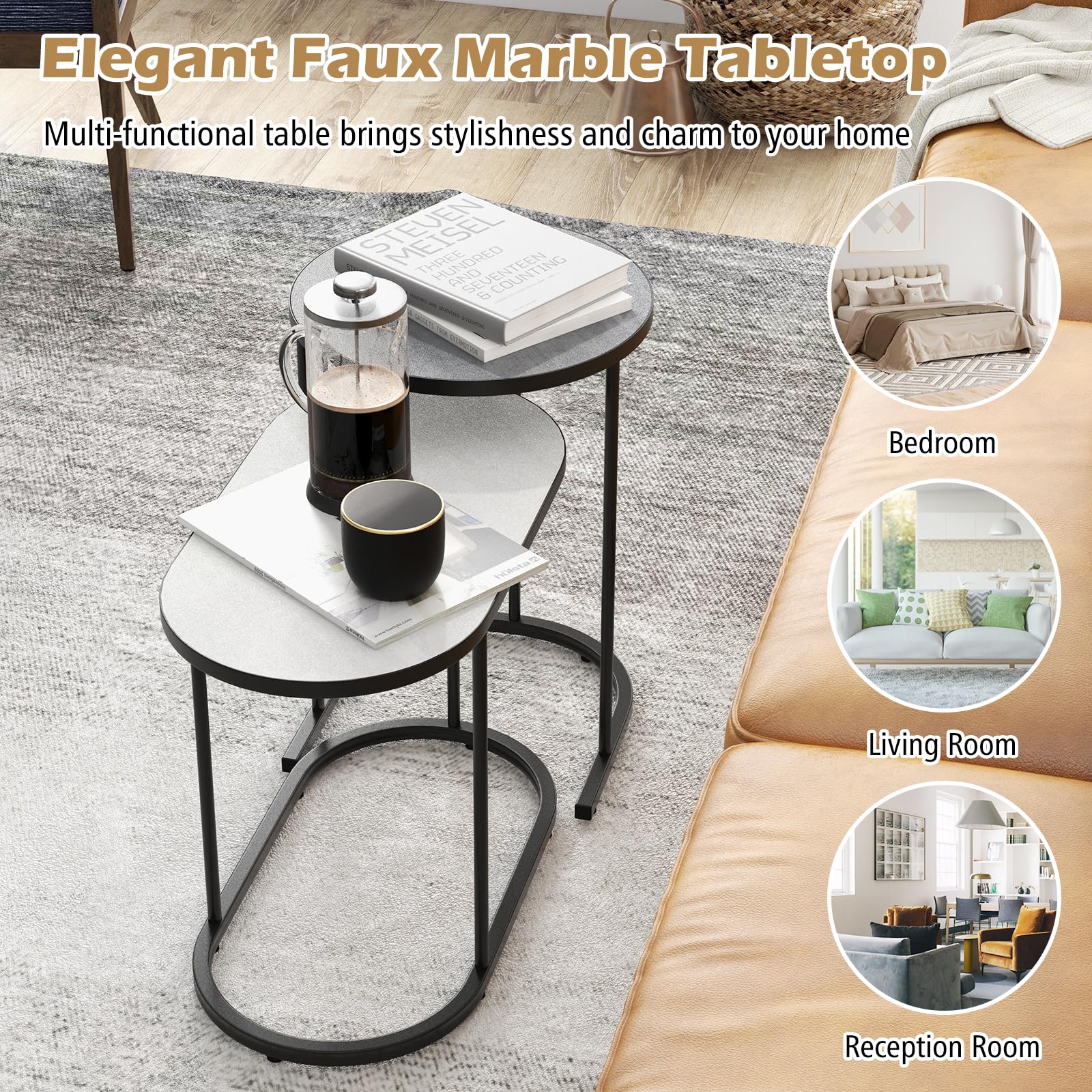 Giantex Modern Nesting Coffee Table Set of 2
