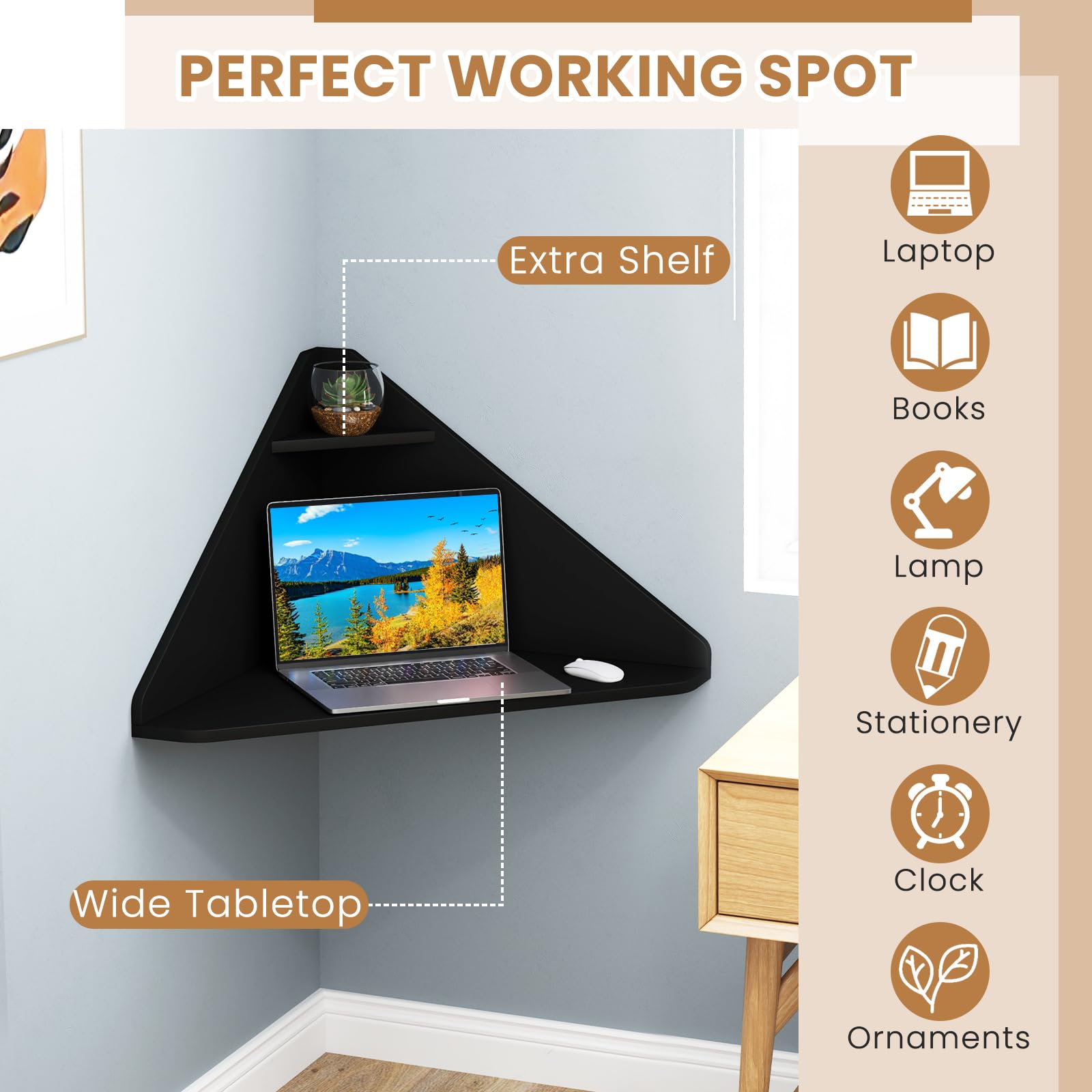 Giantex Wall Mounted Computer Desk with Storage Shelf