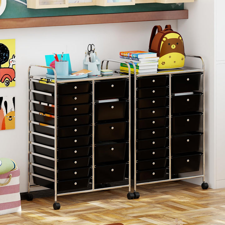 Giantex Rolling Storage Cart 15-Drawer Trolley with Chrome Plated Metal Frame