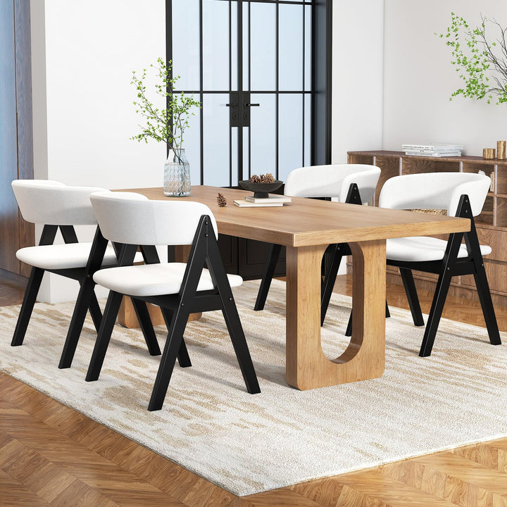Giantex Wooden Dining Chairs Set of 2/4 Modern Sherpa Upholstered Kitchen Chair