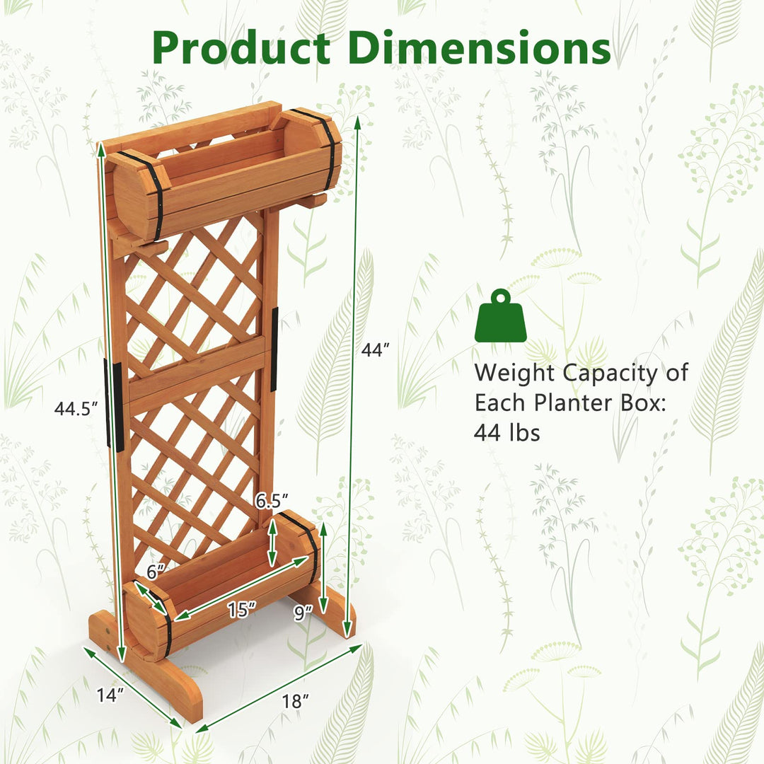 Giantex Raised Garden Bed with 2 Barrel Planters & Trellis