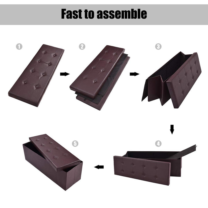 Giantex 45" Folding Storage Ottoman Bench, Faux Leather