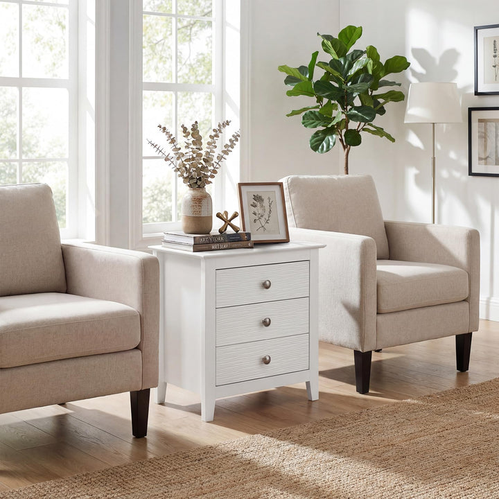 Giantex 3-Drawer Night Stand Set 1/2 22’’ Compact Sofa End Couch Side Table