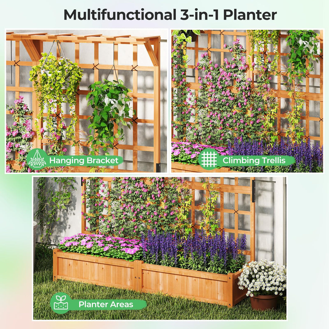 Giantex Large Raised Garden Bed with Trellis and Roof