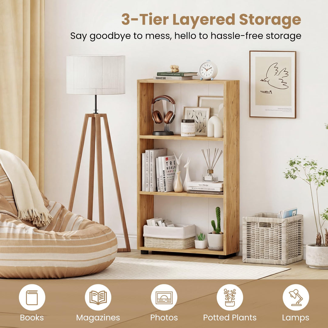 Giantex 3-Tier Bookcase with Anti-Tipping Kit for Living Room