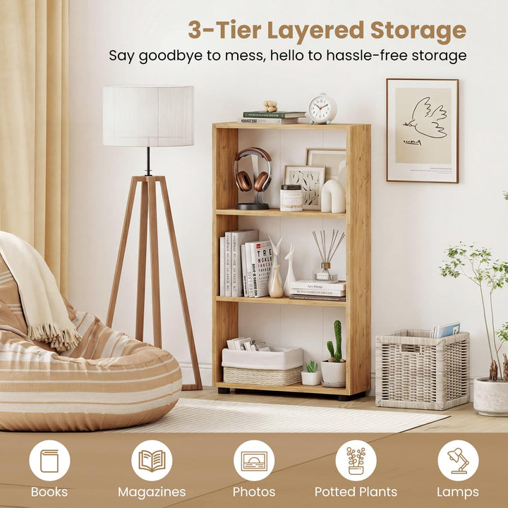 Giantex 3-Tier Bookcase with Anti-Tipping Kit for Living Room
