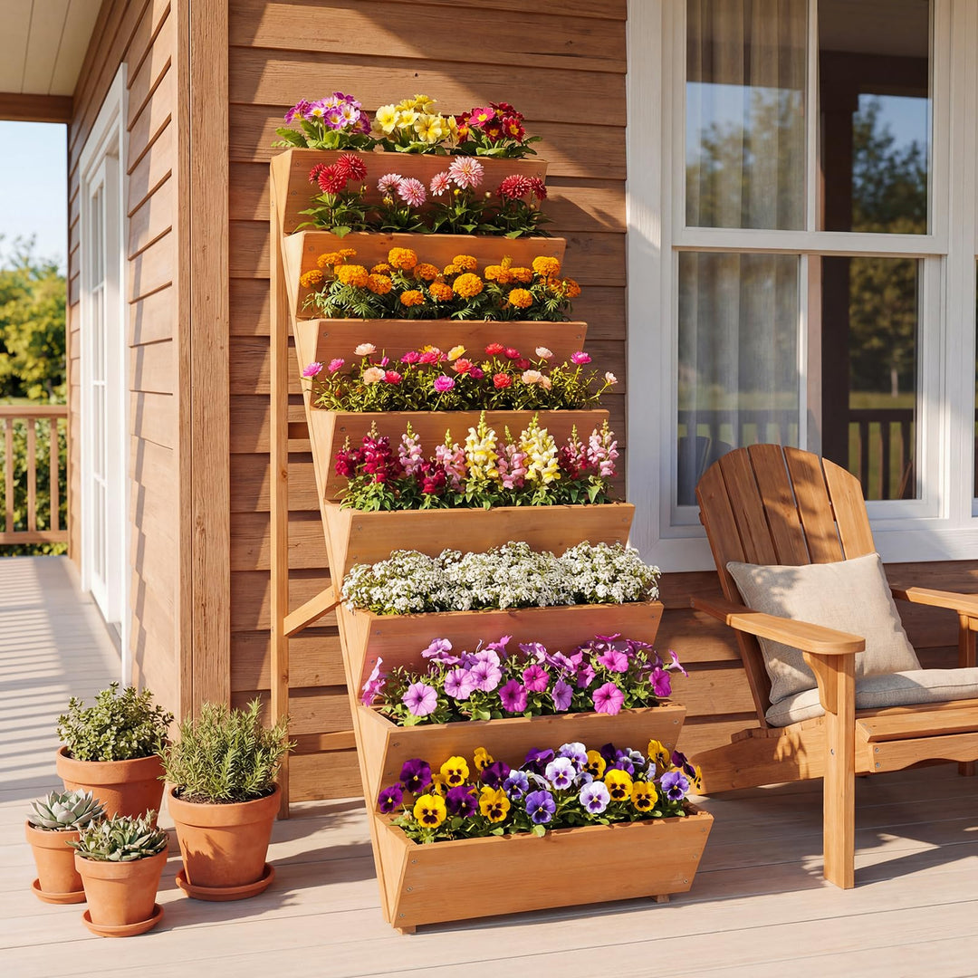 Giantex 8-Tier Wooden Vertical Raised Garden Bedwith Legs