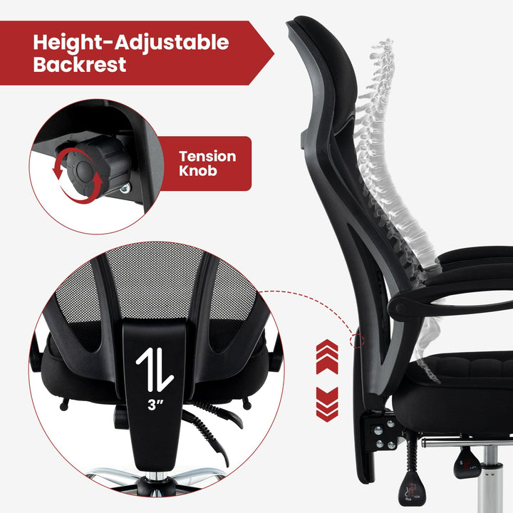 Giantex Ergonomic Desk Chair with Footrest, Mesh Office Chair with Height-Adjustable & Tilting Backrest