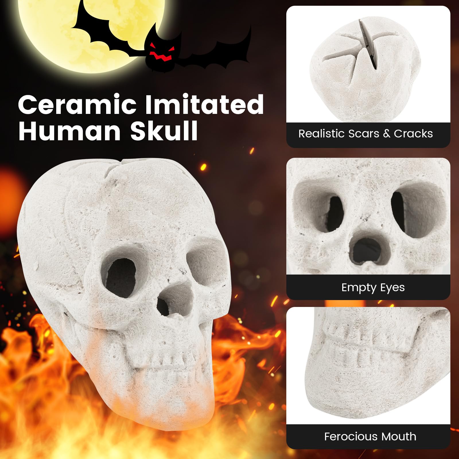 Giantex Ceramic Skulls for Fire Pit