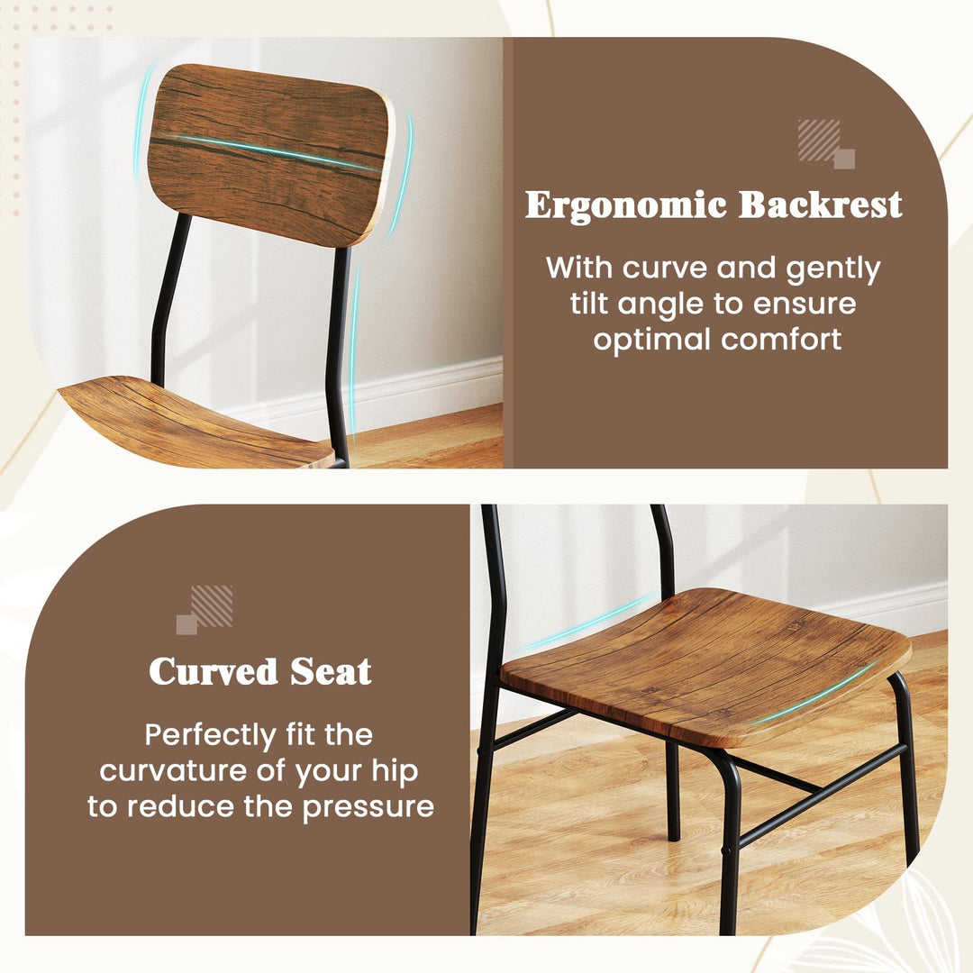 Giantex 3-Piece Dining Table Set, Kitchen Table Chairs Set with Dinner Table, Storage Rack, Metal Frame