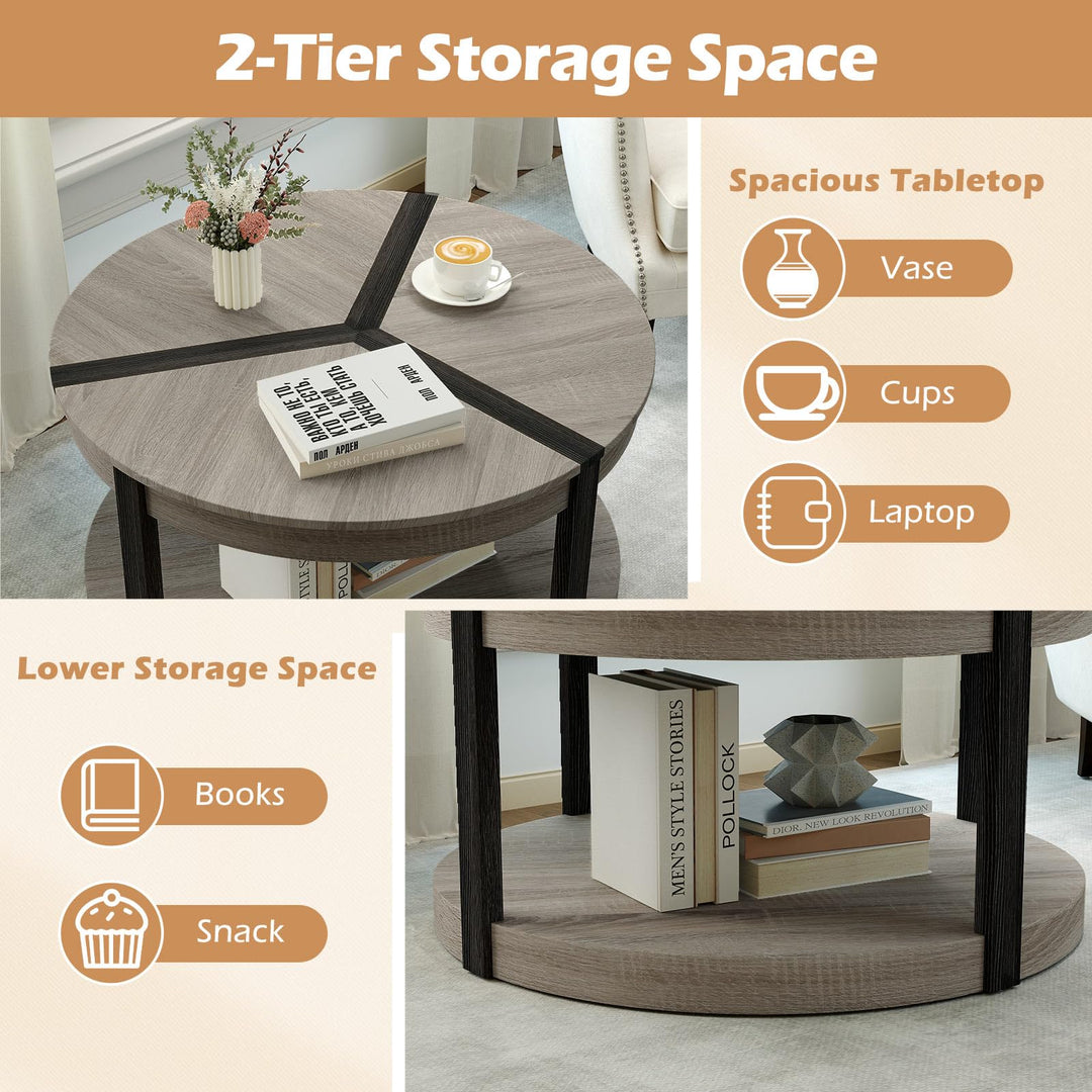 Giantex 2 Tier Round Coffee for Living Room Reception Room