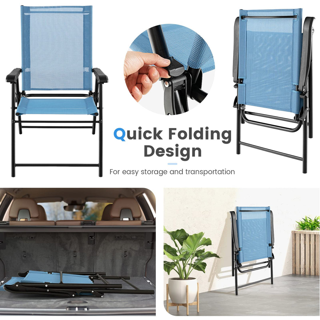 Giantex Patio Chairs Set of 2/4, Folding Patio Chairs for Deck Beach Camping Dining Picnic