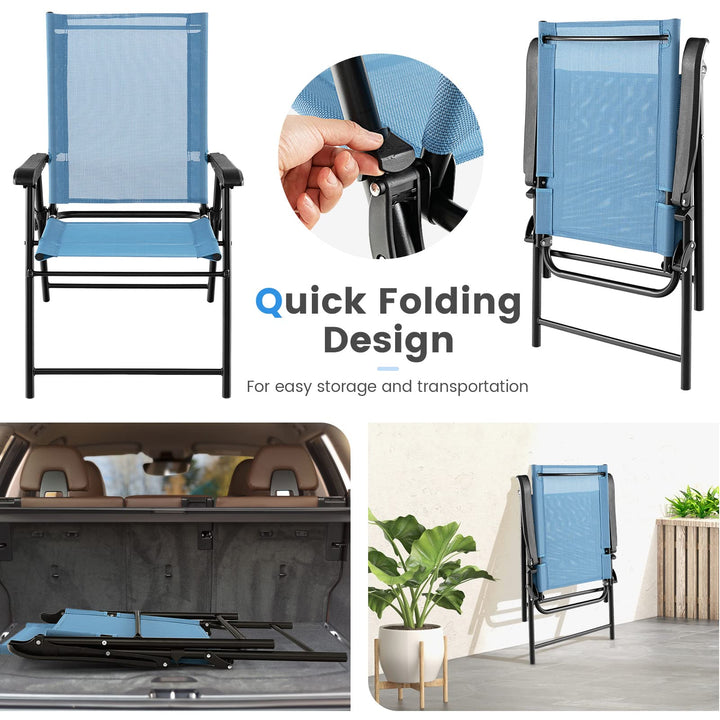 Giantex Patio Chairs Set of 2/4, Folding Patio Chairs for Deck Beach Camping Dining Picnic