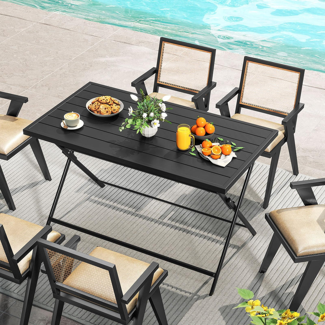 Giantex 48"x30" Rectangular Metal Folding Outdoor Dining Table for 4-6 Person