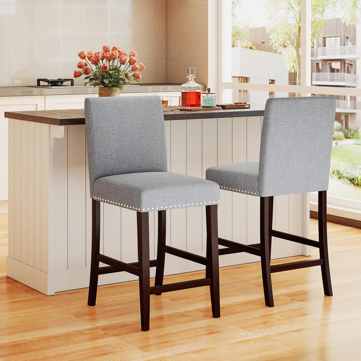 Giantex Modern Bar Stools Set of 2/4 26" Upholstered Counter Height Bar Stools w/Tilt Backrest
