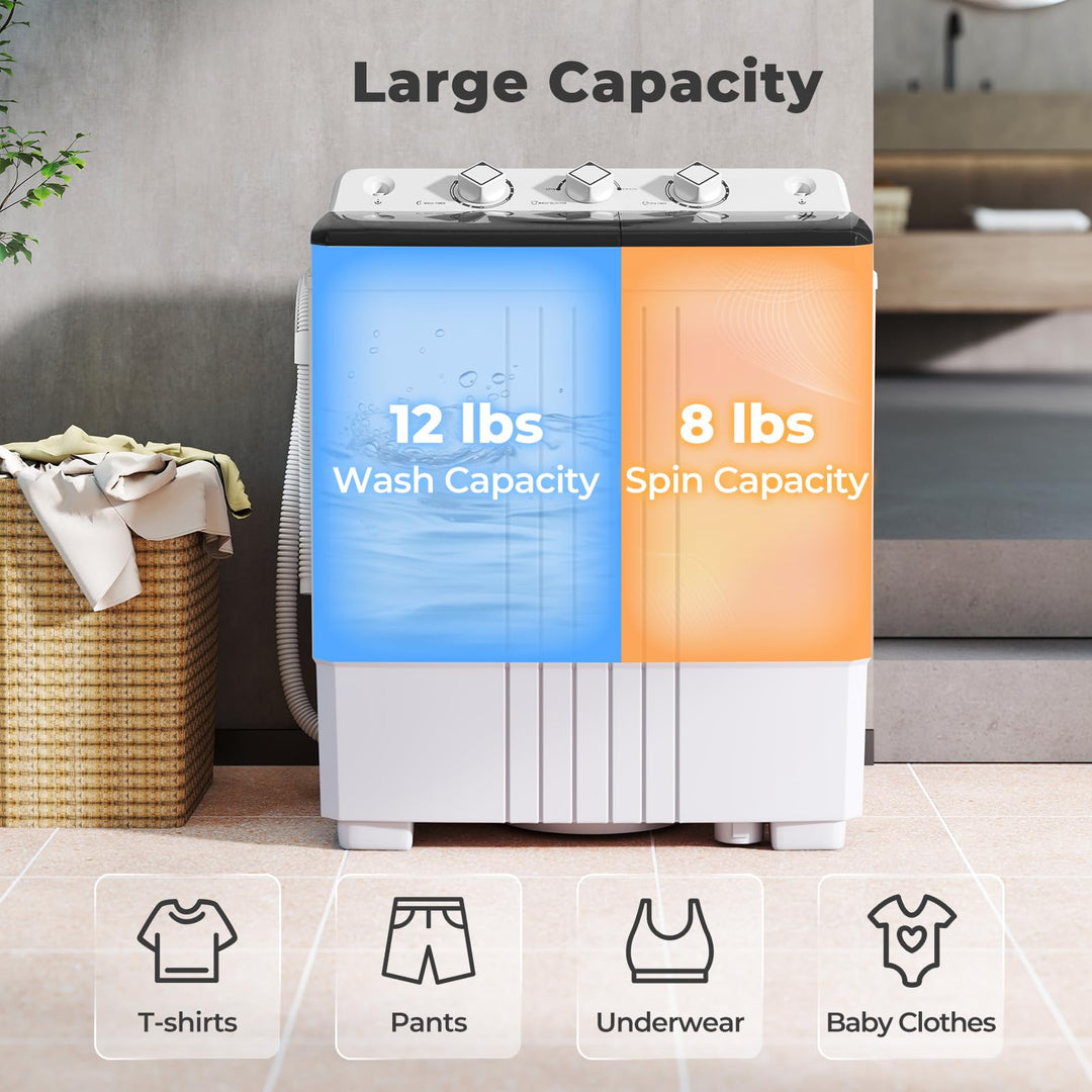 Giantex Portable Washing Machine 20 LBS Washer & Spinner Combo with Built-in Drain Pump & Time Control