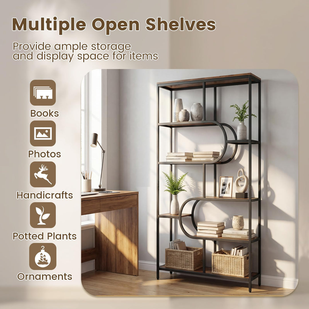 Giantex 69" Tall Etagere Bookcase w/Open Storage Shelves for Living Room