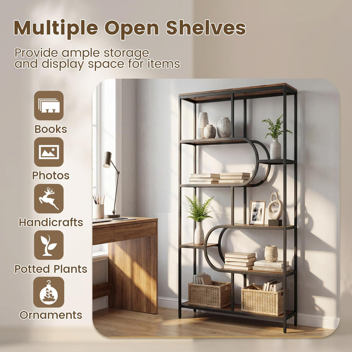 Giantex 69" Tall Etagere Bookcase w/Open Storage Shelves for Living Room