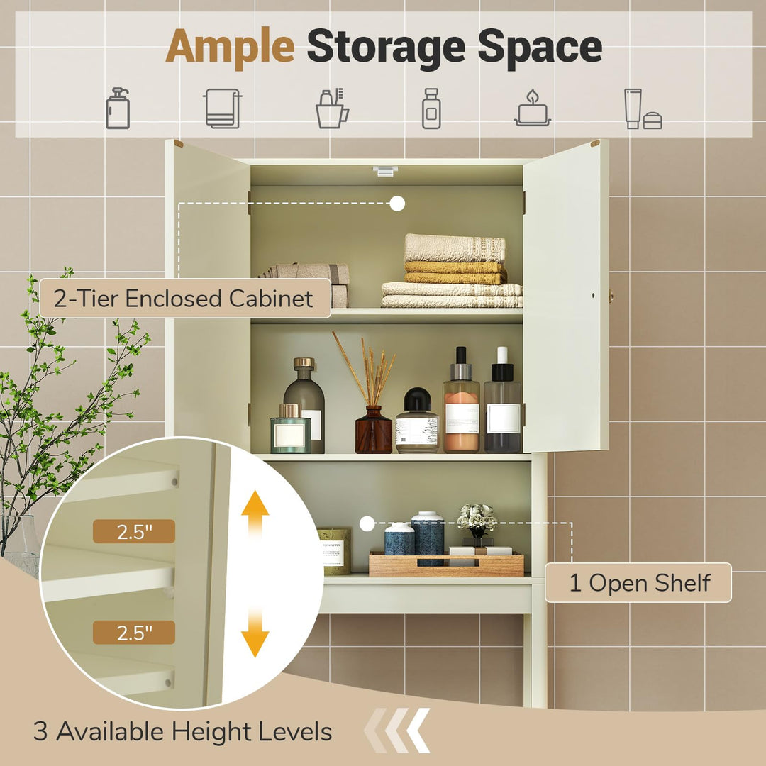Giantex Over The Toilet Storage Cabinet with Fluted Doors