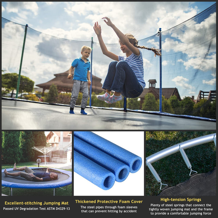 ASTM Approved 8 10 12 14 15 16Ft Trampoline for Adults Kids