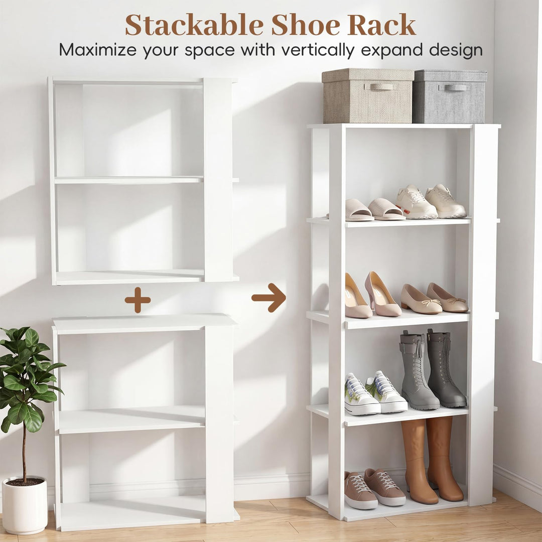 Giantex 3-Tier Stackable Shoe Organizer with Anti-Tipping Device (1/2)