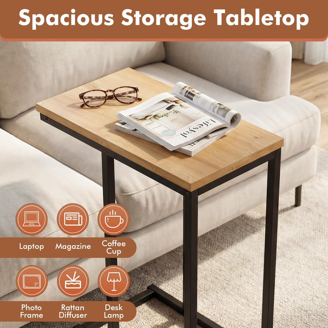 Giantex Small Sofa Couch Side Table That Slide Under with Metal Frame &amp; Spacious Tabletop